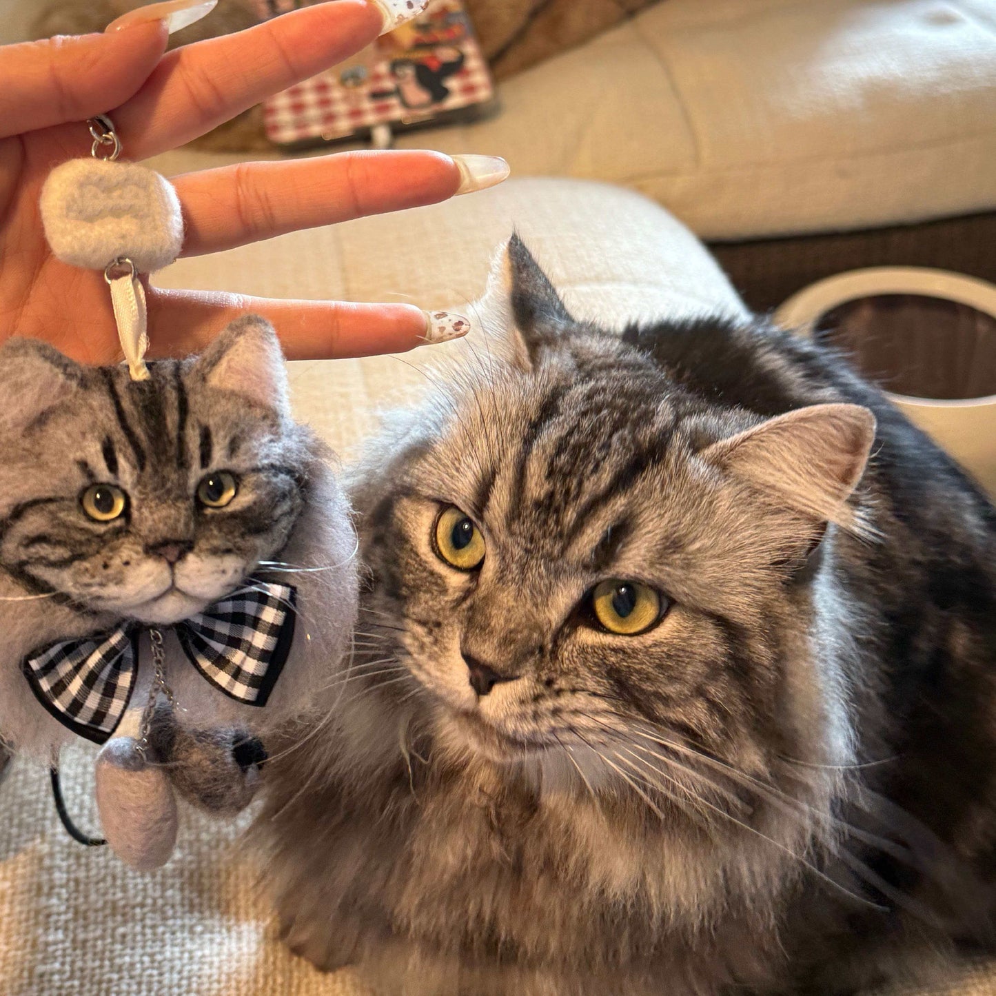 Handmade wool felt pet keychain and bag pendant