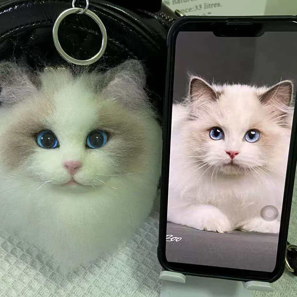 Handmade wool felt pet keychain and bag pendant