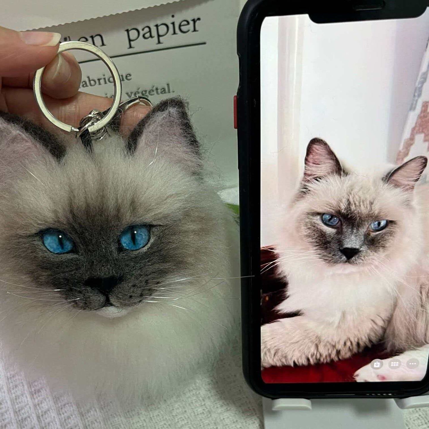 Handmade wool felt pet keychain and bag pendant