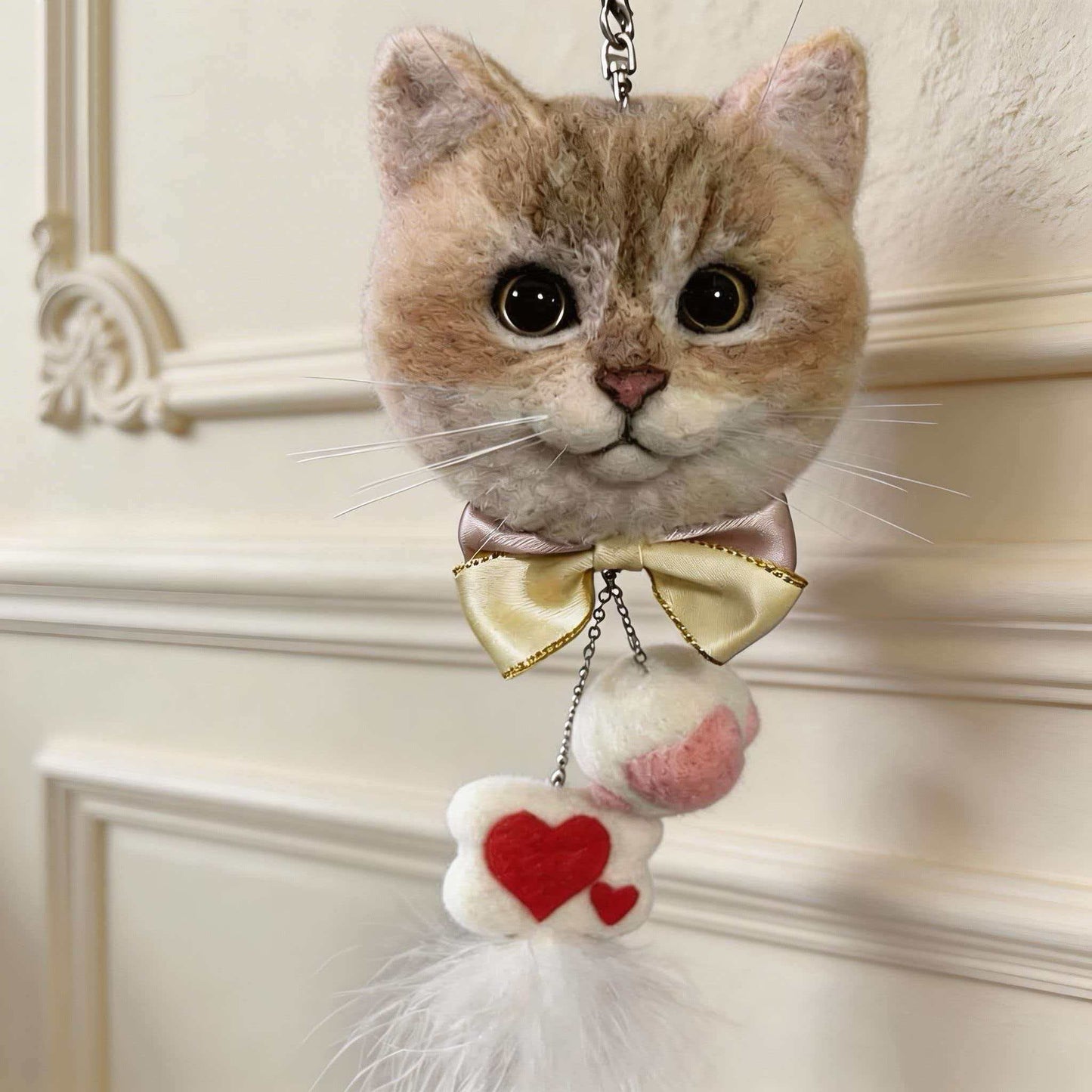 Handmade wool felt pet keychain and bag pendant